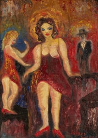 Alfred Morang Modernist O/B Painting, Ladies of the Evening