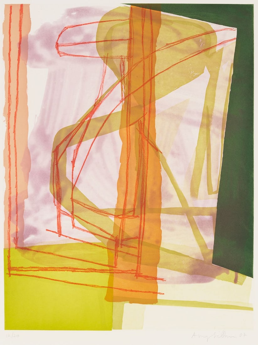 Amy Sillman Abstract Soft Ground Etching, O & N: Amy Sillman (Michigan/New York, b. 1955) abstract color sugar lift and spite bite aquatints with soft ground etching, "O & N," 2007. Published by Crown Point Press. Signed and
