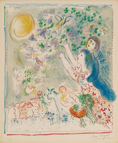 Marc Chagall Signed Lithograph, Chasing The Bluebird (La Chasse a l'Oiseau bleu)