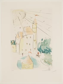 Large Salvador Dali Etching, Chateau de Vascoeil