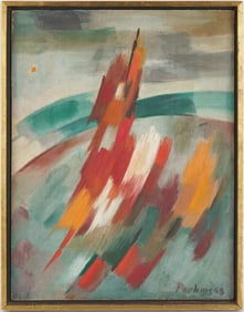 Philip Perkins Abstract Oil, Gold Frame