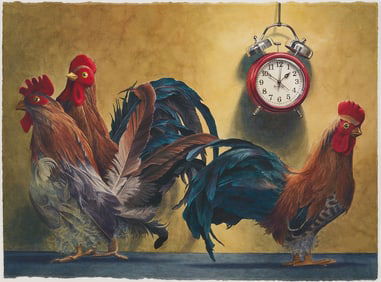 Jim Hubbman W/C Chicken Painting, Labor Negotiations, & Related Rooster Model