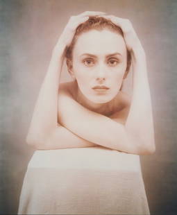 Joyce Tenneson Cibachrome Photograph, Suzanne in Contortion: Joyce Tenneson (American, b. 1945) cibachrome print, "Suzanne in Contortion," 1990, printed 1997. Signed, dated, and numbered 13/50 in ink en verso. Housed under glass in a black