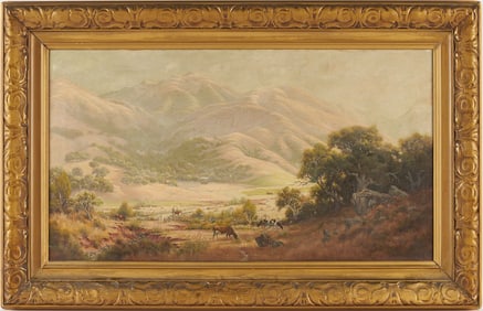 Large Jack Wisby O/C California Landscape Painting, Cattle Grazing