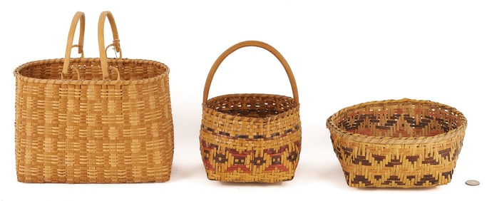 3 Native American Cherokee Baskets