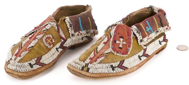 Pair of Native American Beaded Moccasins