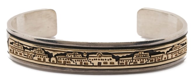 Sterling Silver & 14K Gold Navajo Bracelet