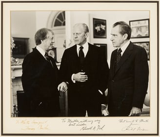 Signed Photo of 3 Presidents: Nixon, Ford, Carter