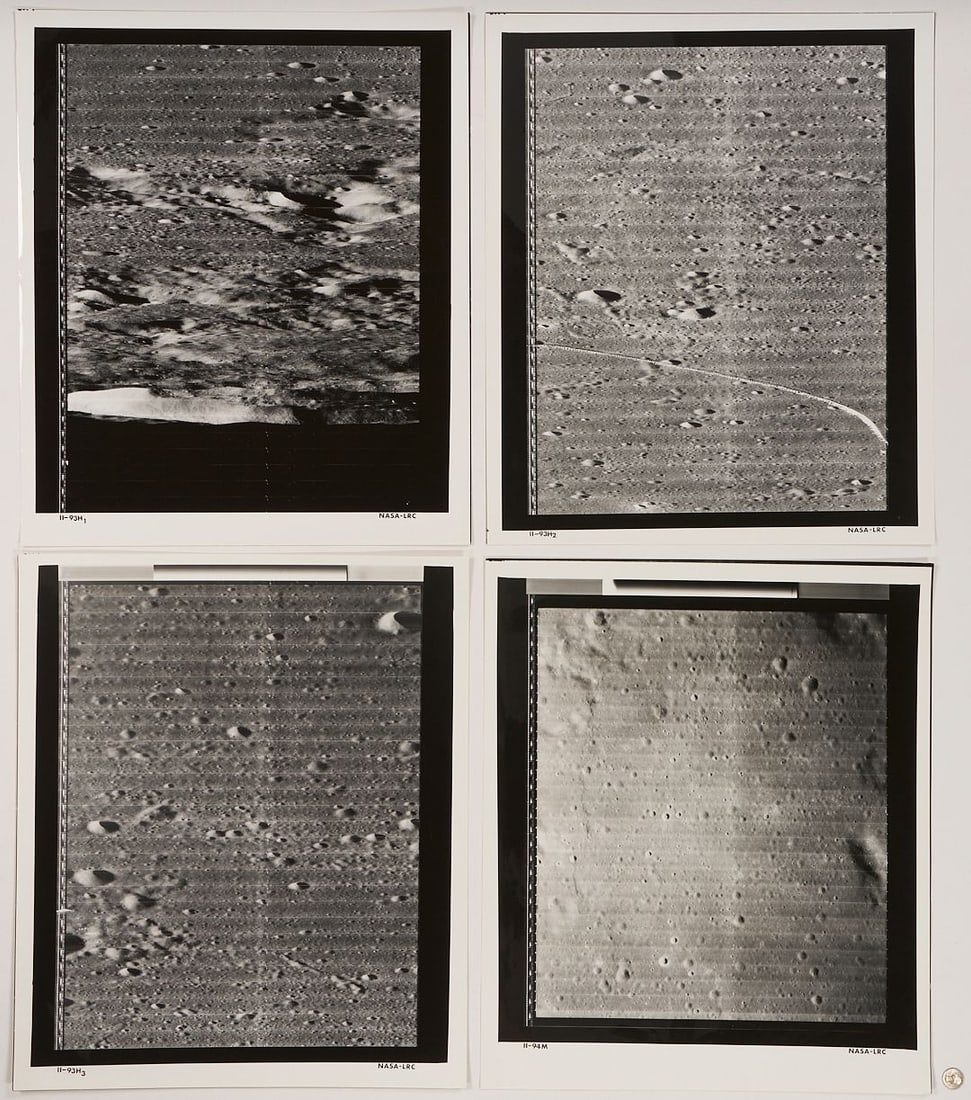 Four NASA Moon Survey Photos 93H1, 93H2, 93H3, 94M; Sinus Medii (1 of 12)