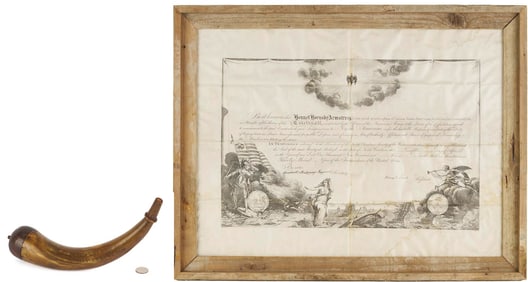 Dr. Thomas Walker Family Powder Horn, VA/KY interest, plus SOC Certificate