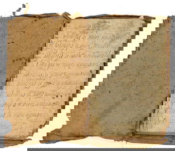 1787 Mecklenberg Co. VA Court Clerk's Notebook incl. Slave Related: Note book originally belonging to Edward Lowry Tabb (1769-1834), the clerk of Mecklenburg County, Virginia. The cloth bound book appears to contain Tabb's handwritten copies of approximately a dozen