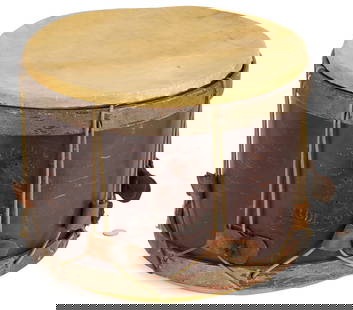 Civil War Union Field Drum: Civil War painted field drum, the front with banner stenciled "J A Embich, Middletown", most likely for Jacob A. Embich (Middletown, PA/1840 - 1917), who mustered into the Union Army's 6th Pennsylvani