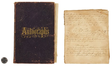 Civil War Era Autograph Album with Broadside, MS, TN, AL related
