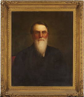 19th c O/C Portrait of Dr. Joseph Lewis Hornsby, KY/LA: American School, mid-19th Century, oil on canvas portrait of Dr. Joseph Lewis Hornsby of Kentucky (1810-1876), depicted in late middle age with a long white beard and wearing a black suit as he sits i