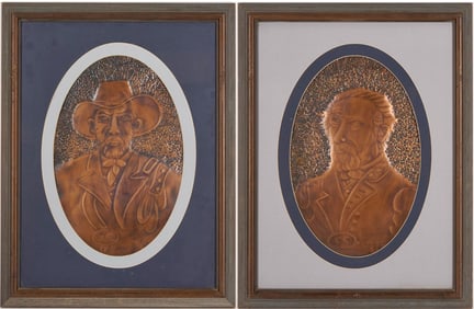 Pr. Greg Ridley Copper Civil War Plaques, Lee & Grant, Plus Sketches