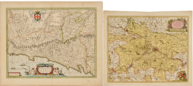 2 Early Maps of Italy and Belgium, Blaeu & Visscher