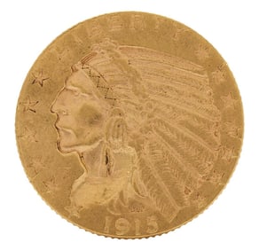 One 1915 $5 Indian Head Gold Coin