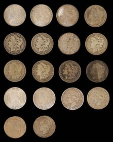 18 US Coins, 6 Peace & 12 Morgan Silver Dollars