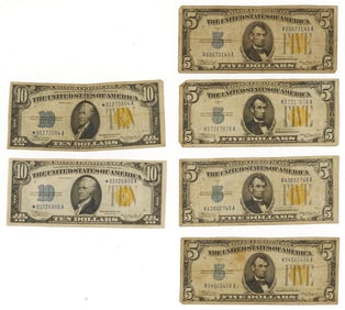 2 $10 North Africa Star Notes & 4 $5 North African Notes