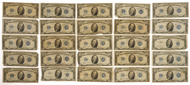 25 $10 Silver Certificates