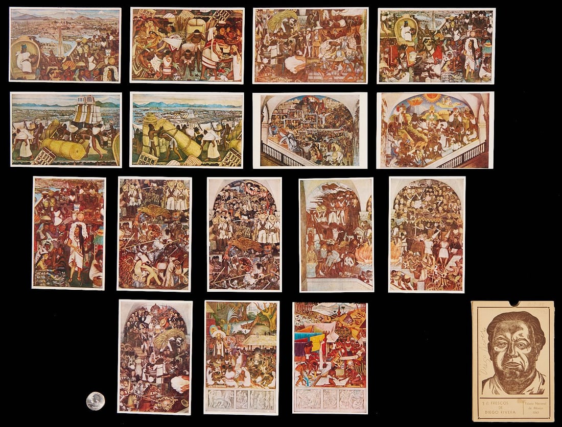 Diego Rivera Signed Postcard Collection, Murals (1 of 15)