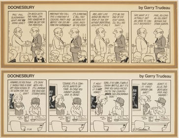 Gary Trudeau, 2 Original Doonesbury Comic Strip Illustrations