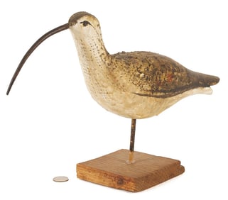 Alfred Gardner Carved Long Bill Curlew Shore Bird
