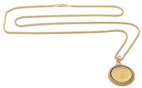 14K Gold Necklace w/ 1971 Bahama Gold Coin