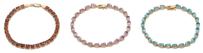 Three (3) 14K Gold Gemstone Bracelets
