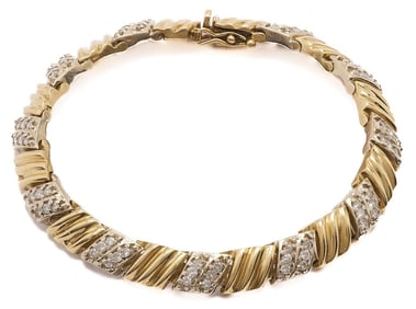 14K Gold & Diamond Link Bracelet w/ Extra Link