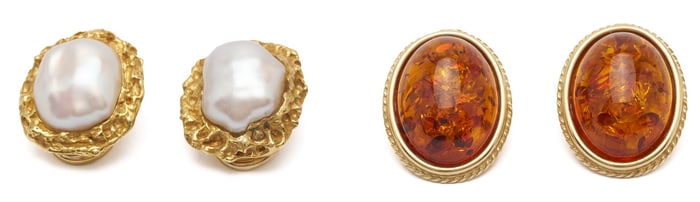 Two Pairs of Gold & Gemstone Earrings