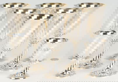 6 Sterling Silver Goblets plus 2 Small Goblets