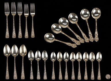 25 pcs Sterling Flatware: International and Watson Lily