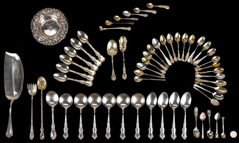 57 Pcs. Assorted Sterling Flatware plus Alvin small bowl
