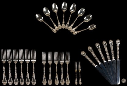 27 Pcs. Durgin Sterling Flatware, Marechal Niel