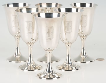 6 Manchester Sterling Silver Goblets