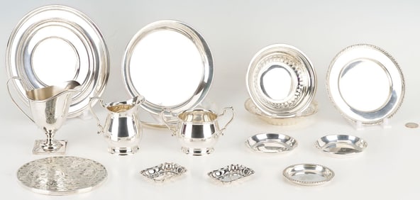 15 pcs Small Sterling Hollowware incl. 2 cream and 1 sugar