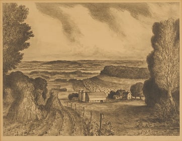 John Steuart Curry Signed Lithograph, Valley of the Wisconsin