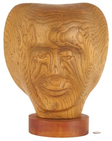 Olen Bryant Wood Sculpture of Head