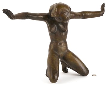 Georg Kolbe Bronze Nude Sculpture, "Grief"