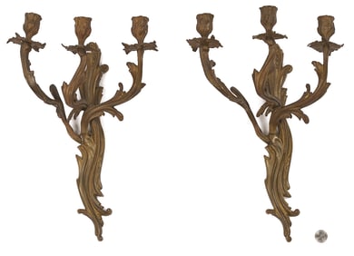Pair of Continental Rococo Bronze Sconces