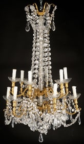 Baccarat Style Gilt Bronze 12-Light Chandelier