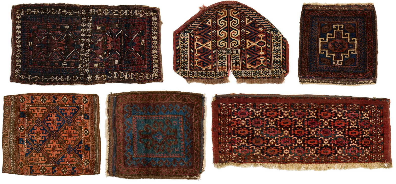 Group of 6 Antique Baluch & Yomud Torbas
