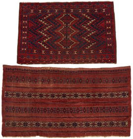 2 Antique Ersari Turkmen Chuval Rugs
