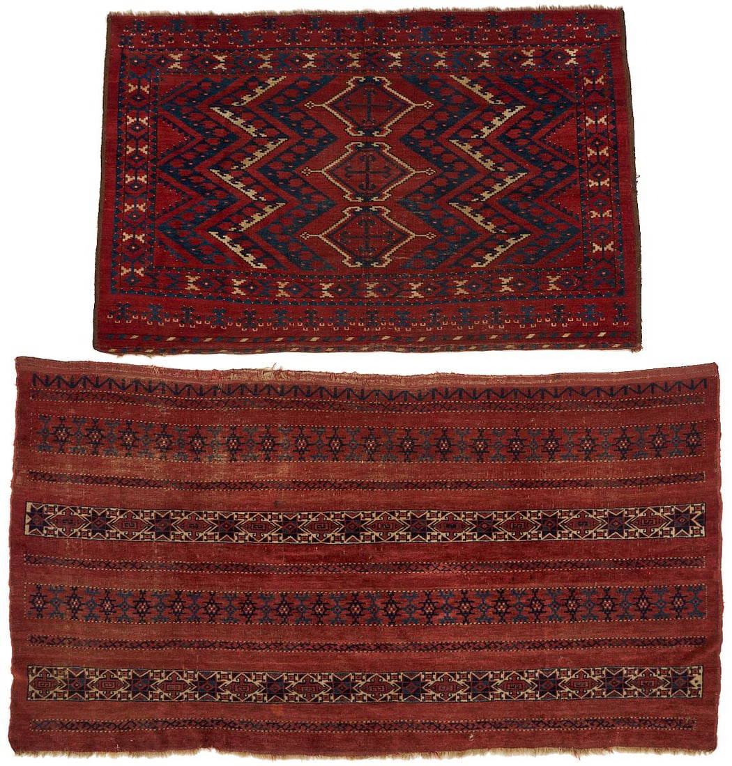 2 Antique Ersari Turkmen Chuval Rugs