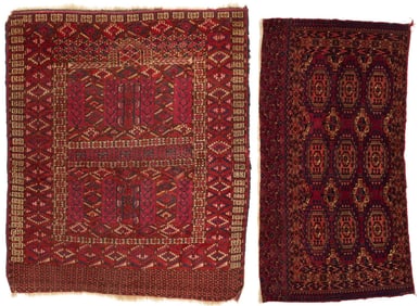 2 Antique Tekke Turkmen Rugs, Chuval & Ensi