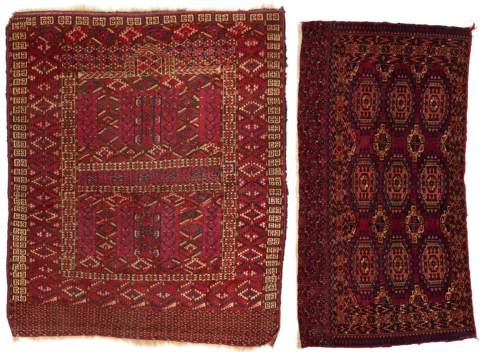 2 Antique Tekke Turkmen Rugs, Chuval & Ensi