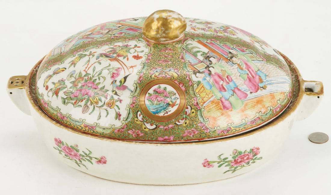 Chinese Rose Medallion Warming Dish & Cover