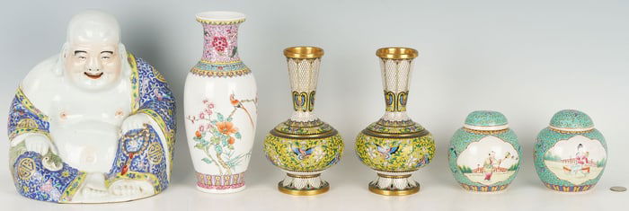 Six Chinese Porcelain & Cloisonne Items