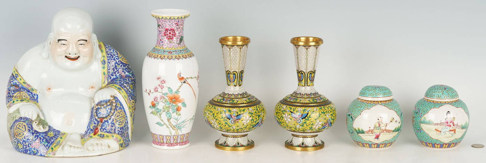 Six Chinese Porcelain & Cloisonne Items